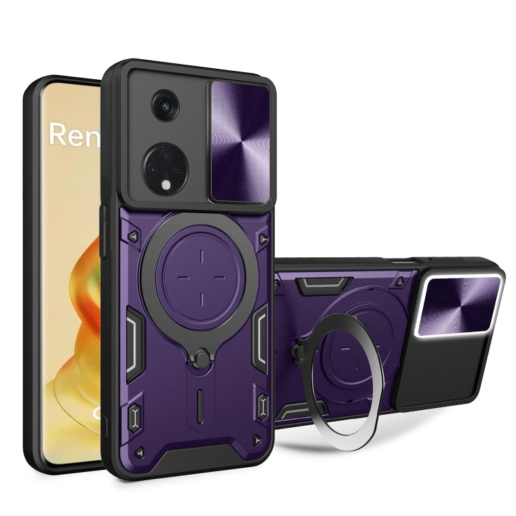 CD Texture Sliding Camshield Magnetic Holder Phone Case, For OPPO Reno8 T 5G, For OPPO A17 4G, For OPPO Reno8 Pro 5G, For OPPO Reno8 5G