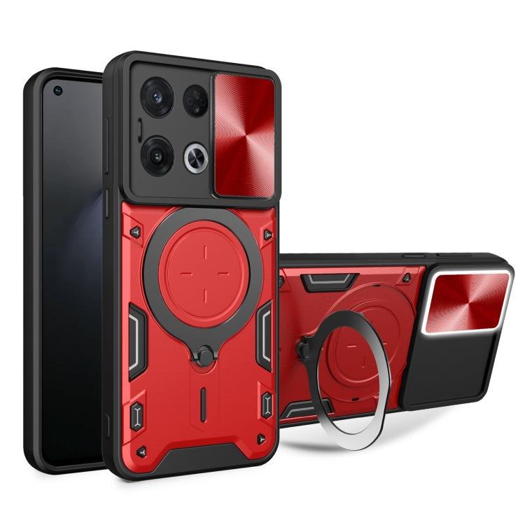 CD Texture Sliding Camshield Magnetic Holder Phone Case, For OPPO Reno8 T 5G, For OPPO A17 4G, For OPPO Reno8 Pro 5G, For OPPO Reno8 5G