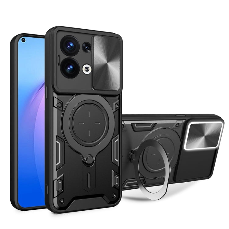 CD Texture Sliding Camshield Magnetic Holder Phone Case, For OPPO Reno8 T 5G, For OPPO A17 4G, For OPPO Reno8 Pro 5G, For OPPO Reno8 5G