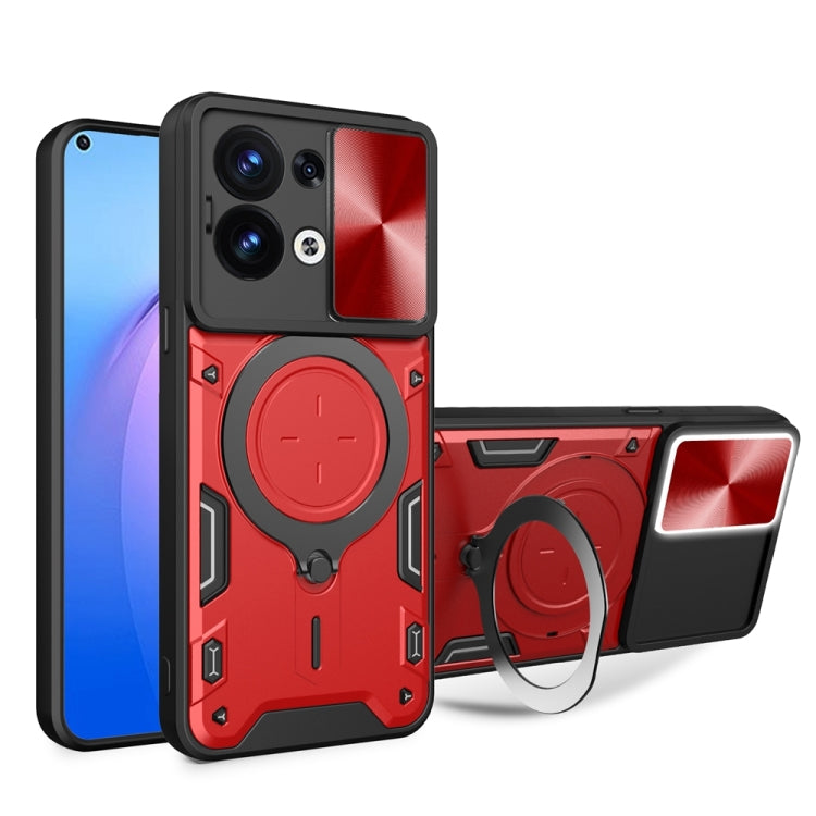 CD Texture Sliding Camshield Magnetic Holder Phone Case, For OPPO Reno8 T 5G, For OPPO A17 4G, For OPPO Reno8 Pro 5G, For OPPO Reno8 5G
