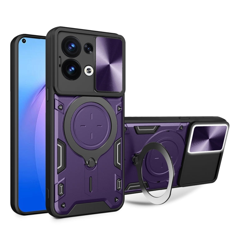 CD Texture Sliding Camshield Magnetic Holder Phone Case, For OPPO Reno8 T 5G, For OPPO A17 4G, For OPPO Reno8 Pro 5G, For OPPO Reno8 5G