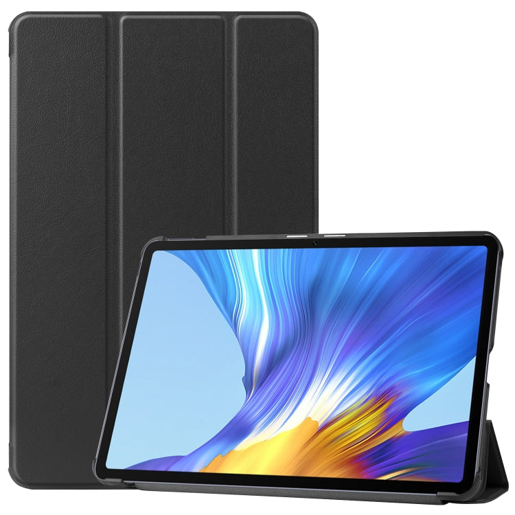 For Huawei MatePad 10.4 Custer Pattern Pure Color Tablet Horizontal Flip Leather Case with Three-folding Holder & Sleep / Wake-up Function, For Huawei MatePad 10.4