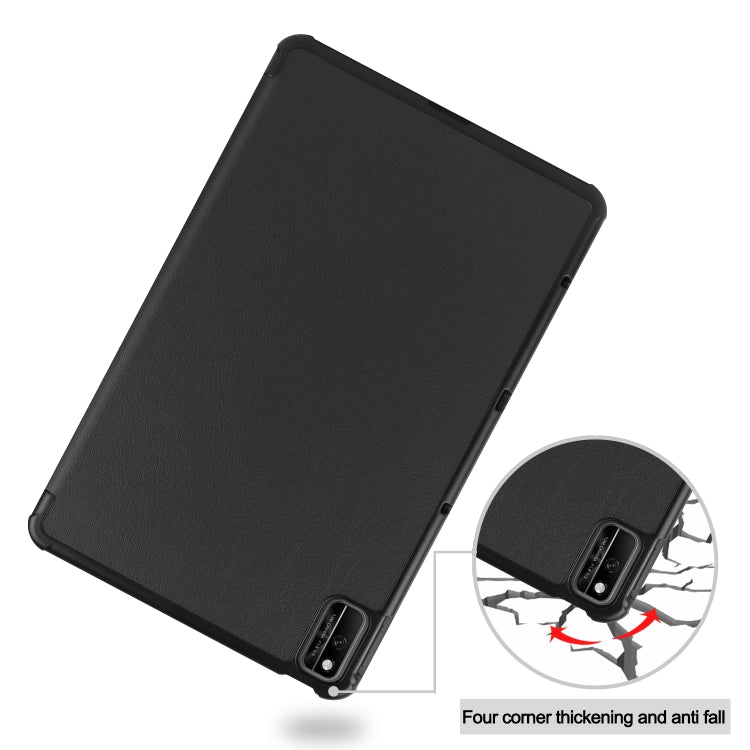 For Huawei MatePad 10.4 Custer Pattern Pure Color Tablet Horizontal Flip Leather Case with Three-folding Holder & Sleep / Wake-up Function, For Huawei MatePad 10.4