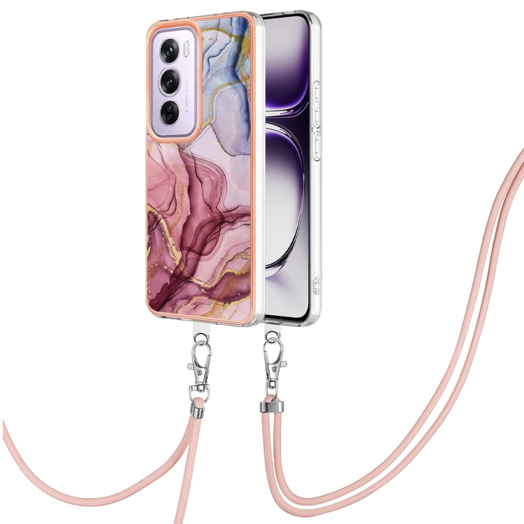 Electroplating Marble Dual-side IMD Phone Case with Lanyard, For OPPO Reno12 Pro Global, For OPPO Reno12 Global, For OPPO A60, For OPPO Reno11 F 5G Global