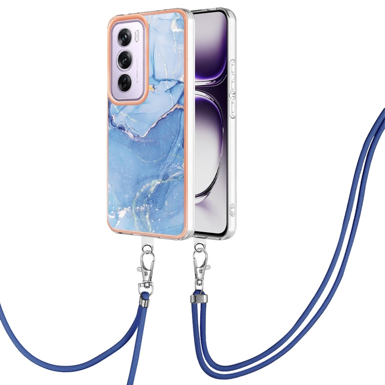 Electroplating Marble Dual-side IMD Phone Case with Lanyard, For OPPO Reno12 Pro Global, For OPPO Reno12 Global, For OPPO A60, For OPPO Reno11 F 5G Global