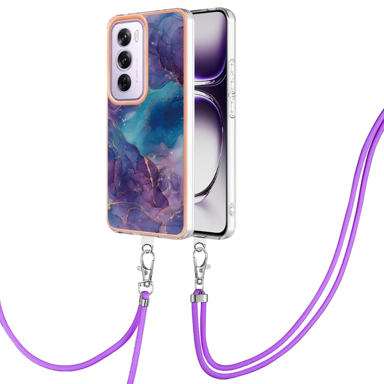 Electroplating Marble Dual-side IMD Phone Case with Lanyard, For OPPO Reno12 Pro Global, For OPPO Reno12 Global, For OPPO A60, For OPPO Reno11 F 5G Global