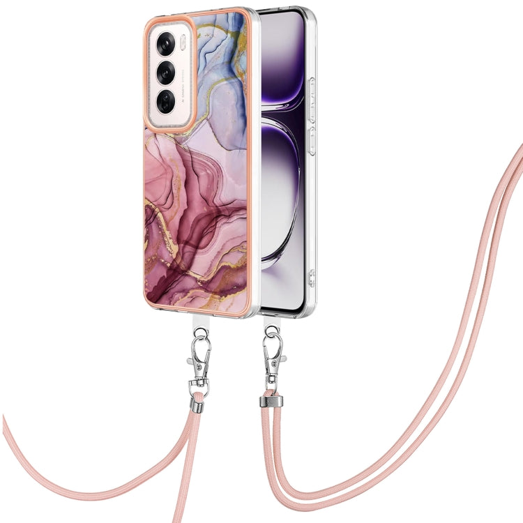 Electroplating Marble Dual-side IMD Phone Case with Lanyard, For OPPO Reno12 Pro Global, For OPPO Reno12 Global, For OPPO A60, For OPPO Reno11 F 5G Global