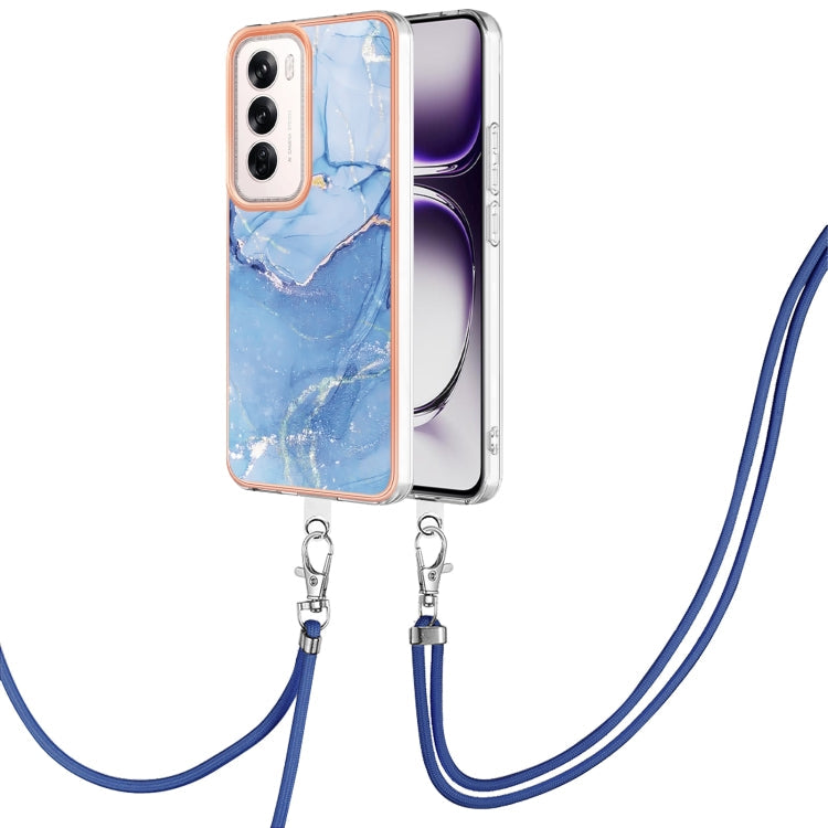 Electroplating Marble Dual-side IMD Phone Case with Lanyard, For OPPO Reno12 Pro Global, For OPPO Reno12 Global, For OPPO A60, For OPPO Reno11 F 5G Global