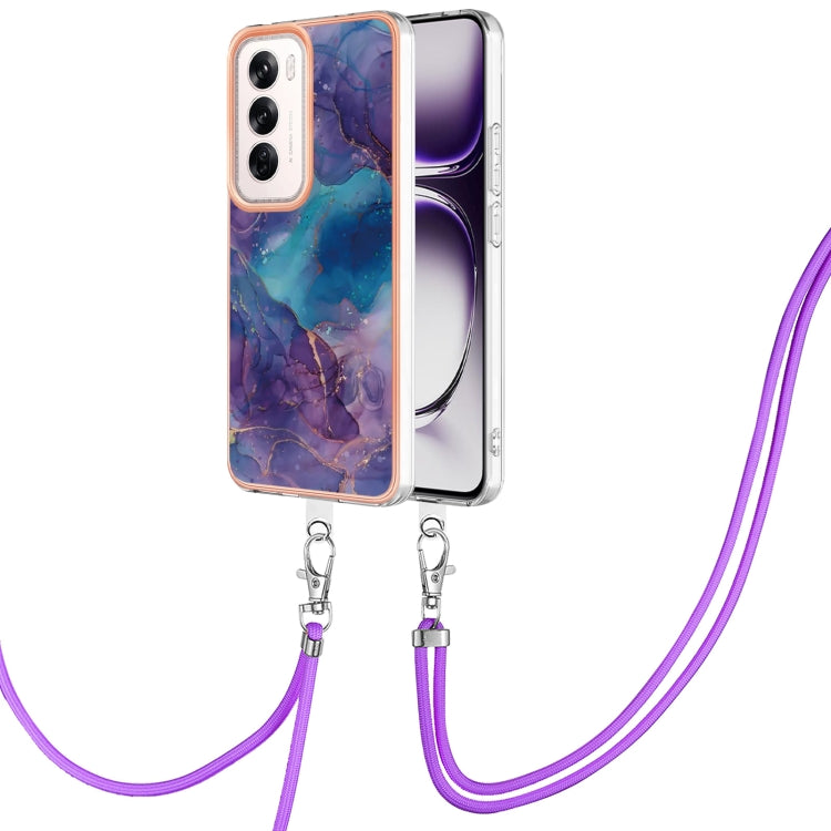 Electroplating Marble Dual-side IMD Phone Case with Lanyard, For OPPO Reno12 Pro Global, For OPPO Reno12 Global, For OPPO A60, For OPPO Reno11 F 5G Global