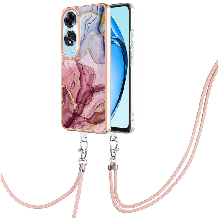 Electroplating Marble Dual-side IMD Phone Case with Lanyard, For OPPO Reno12 Pro Global, For OPPO Reno12 Global, For OPPO A60, For OPPO Reno11 F 5G Global