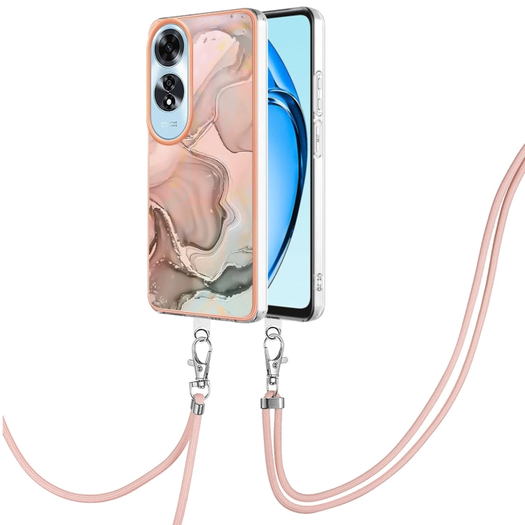 Electroplating Marble Dual-side IMD Phone Case with Lanyard, For OPPO Reno12 Pro Global, For OPPO Reno12 Global, For OPPO A60, For OPPO Reno11 F 5G Global