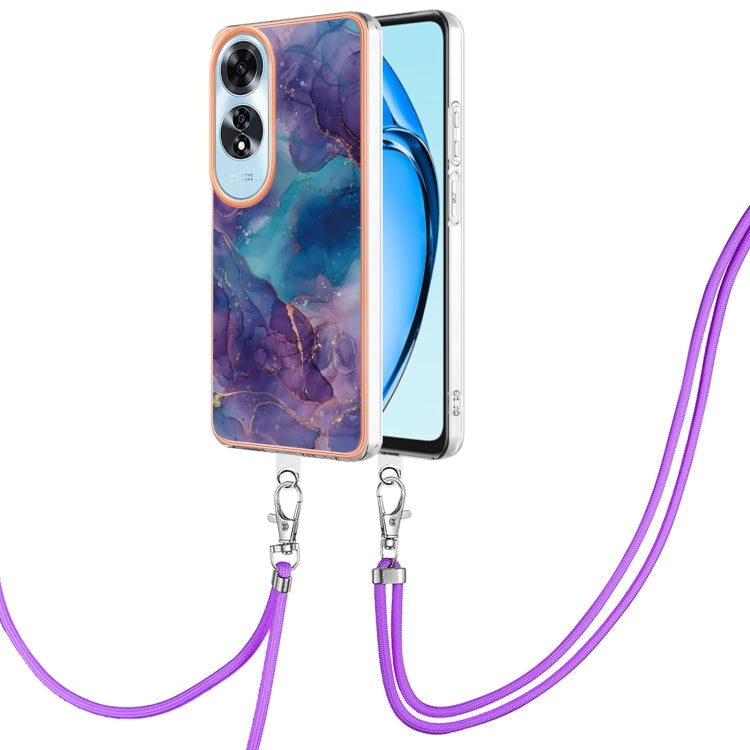 Electroplating Marble Dual-side IMD Phone Case with Lanyard, For OPPO Reno12 Pro Global, For OPPO Reno12 Global, For OPPO A60, For OPPO Reno11 F 5G Global