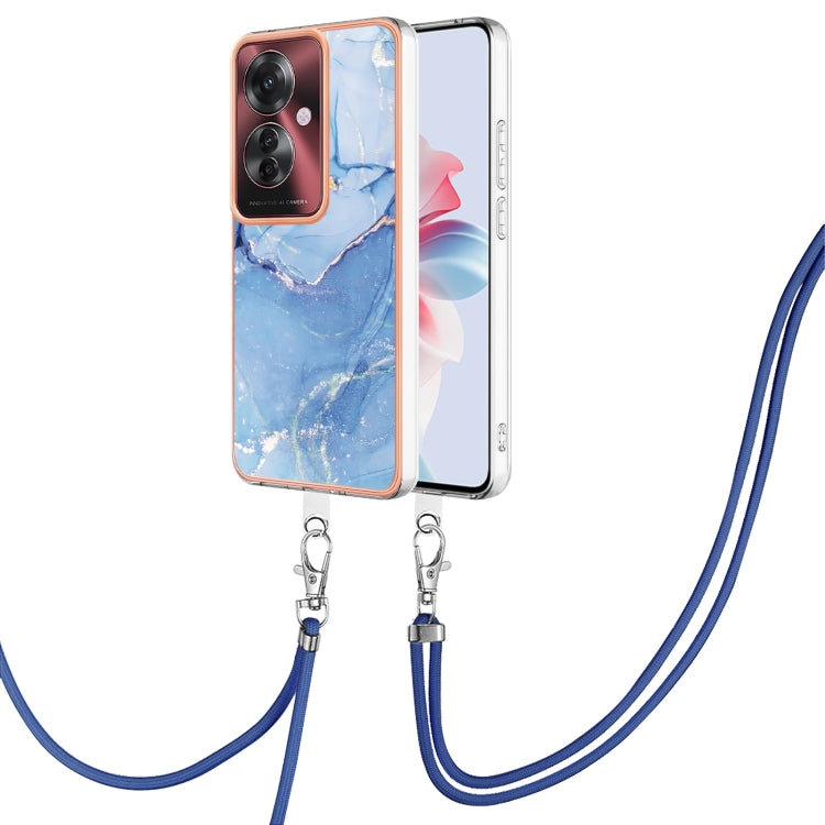 Electroplating Marble Dual-side IMD Phone Case with Lanyard, For OPPO Reno12 Pro Global, For OPPO Reno12 Global, For OPPO A60, For OPPO Reno11 F 5G Global