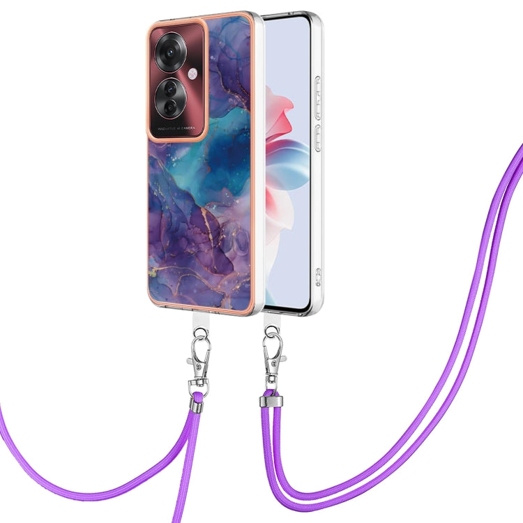 Electroplating Marble Dual-side IMD Phone Case with Lanyard, For OPPO Reno12 Pro Global, For OPPO Reno12 Global, For OPPO A60, For OPPO Reno11 F 5G Global