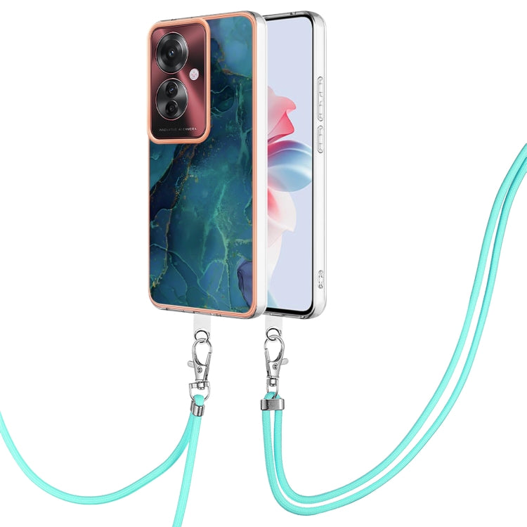 Electroplating Marble Dual-side IMD Phone Case with Lanyard, For OPPO Reno12 Pro Global, For OPPO Reno12 Global, For OPPO A60, For OPPO Reno11 F 5G Global