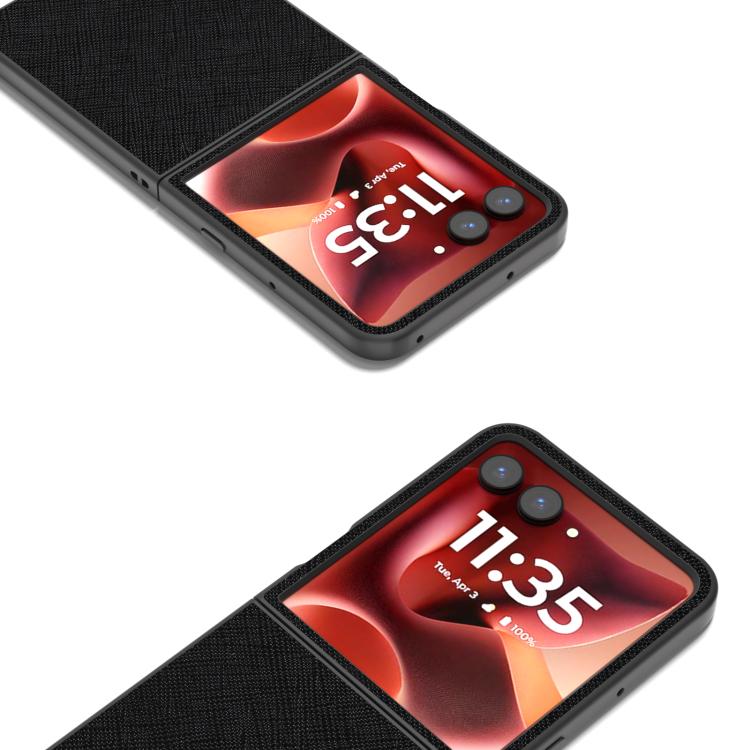 ABEEL Cross Texture Genuine Leather Phone Case, For Motorola Razr 60 Ultra, For Motorola Razr 40, For Motorola Razr 40 Ultra