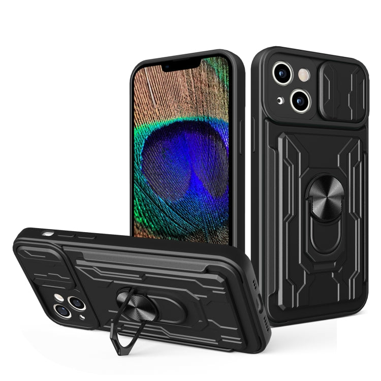 Sliding Camshield TPU+PC Phone Case with Card Slot, For iPhone 15