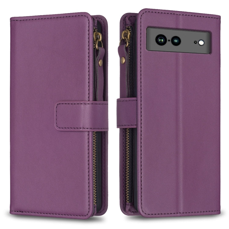 9 Card Slots Zipper Wallet Leather Flip Phone Case, For Google Pixel 8 Pro, For Google Pixel 8, For Google Pixel 7a, For Google Pixel 7 Pro
