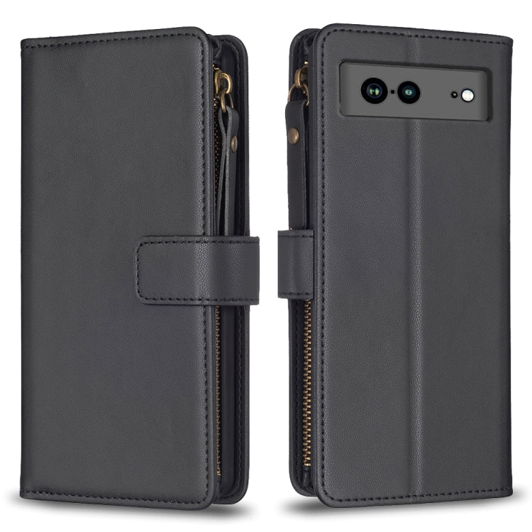 9 Card Slots Zipper Wallet Leather Flip Phone Case, For Google Pixel 8 Pro, For Google Pixel 8, For Google Pixel 7a, For Google Pixel 7 Pro