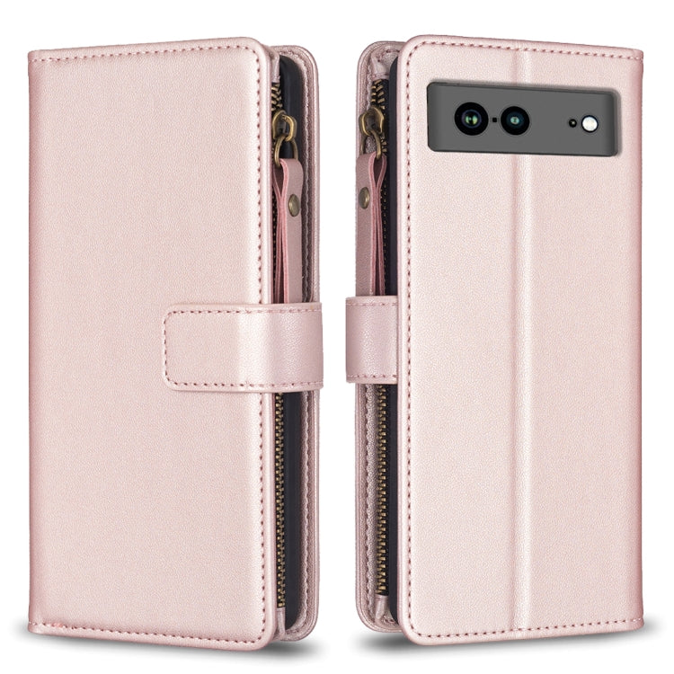 9 Card Slots Zipper Wallet Leather Flip Phone Case, For Google Pixel 8 Pro, For Google Pixel 8, For Google Pixel 7a, For Google Pixel 7 Pro