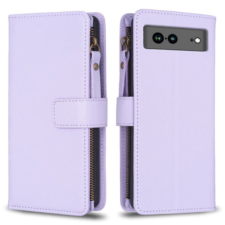 9 Card Slots Zipper Wallet Leather Flip Phone Case, For Google Pixel 8 Pro, For Google Pixel 8, For Google Pixel 7a, For Google Pixel 7 Pro