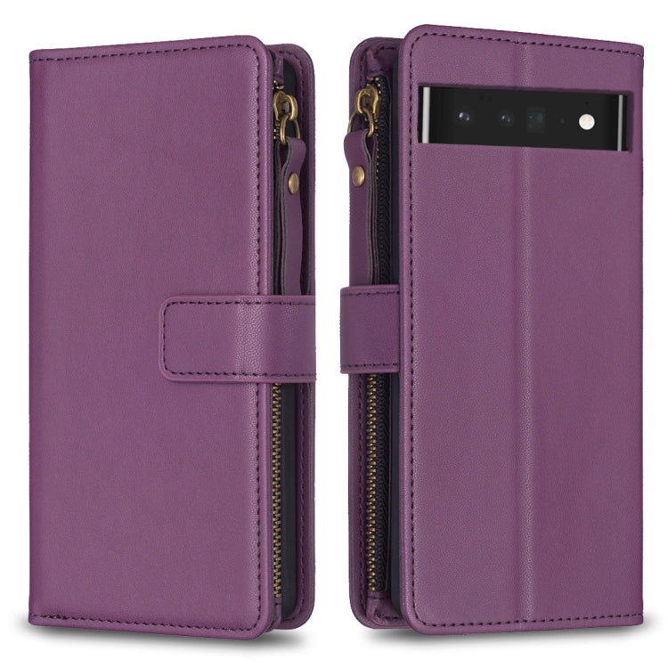 9 Card Slots Zipper Wallet Leather Flip Phone Case, For Google Pixel 8 Pro, For Google Pixel 8, For Google Pixel 7a, For Google Pixel 7 Pro
