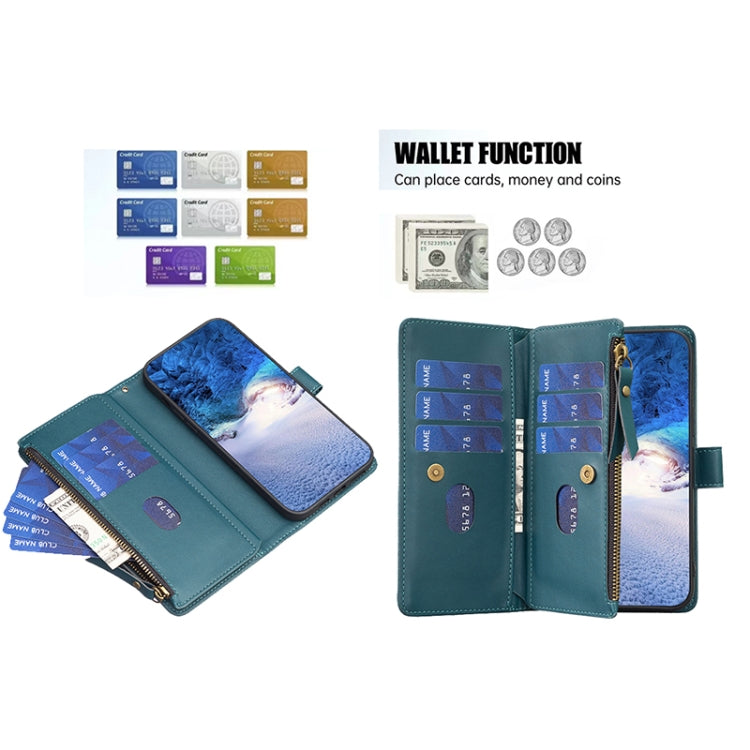 9 Card Slots Zipper Wallet Leather Flip Phone Case, For Google Pixel 8 Pro, For Google Pixel 8, For Google Pixel 7a, For Google Pixel 7 Pro