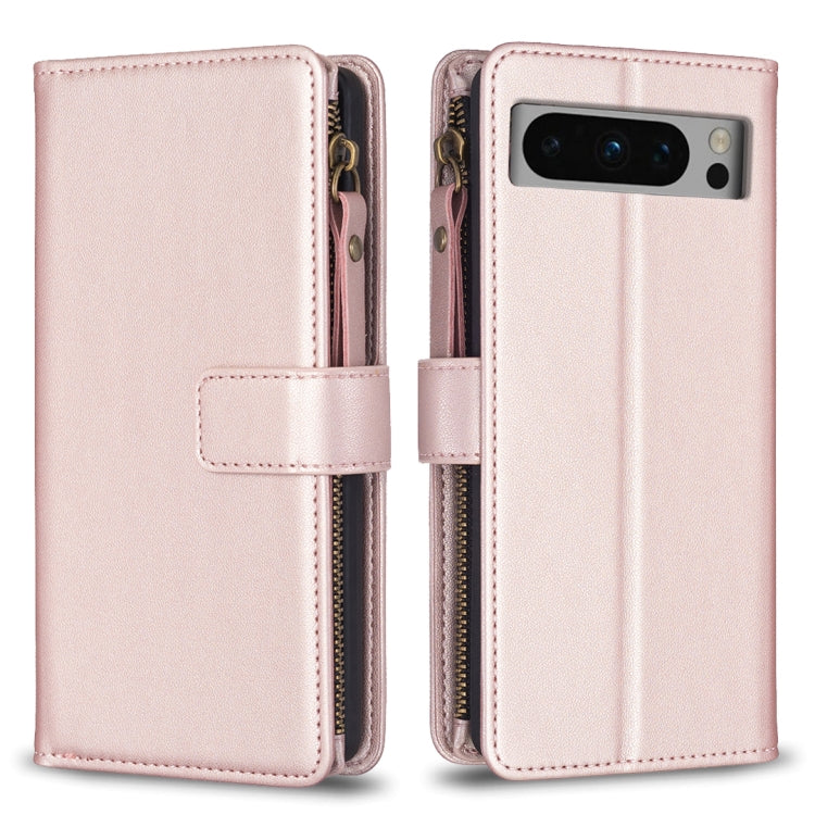 9 Card Slots Zipper Wallet Leather Flip Phone Case, For Google Pixel 8 Pro, For Google Pixel 8, For Google Pixel 7a, For Google Pixel 7 Pro