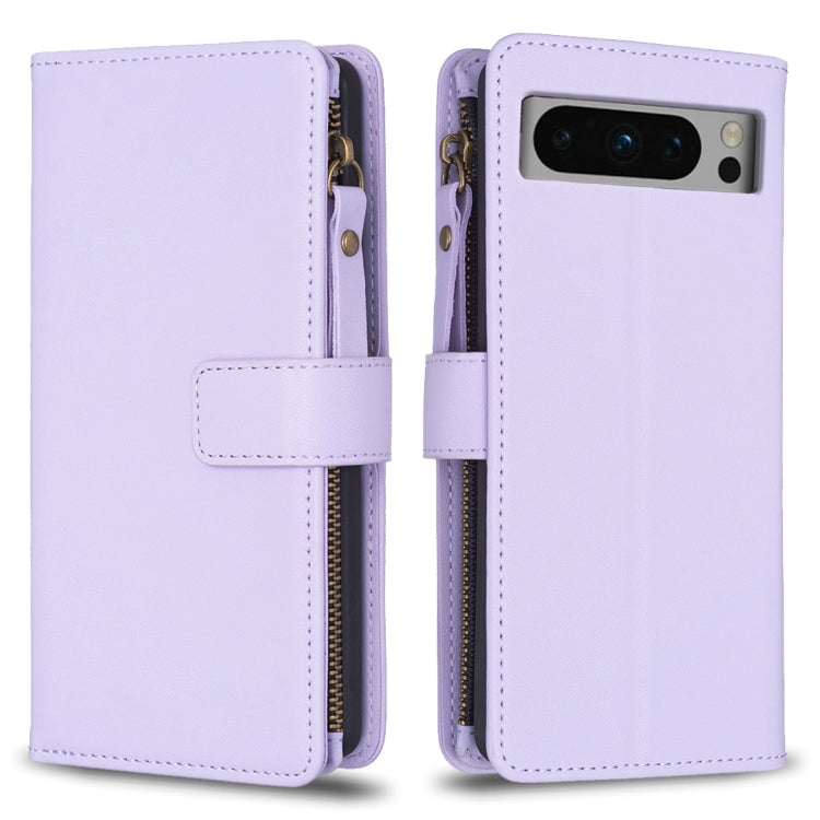 9 Card Slots Zipper Wallet Leather Flip Phone Case, For Google Pixel 8 Pro, For Google Pixel 8, For Google Pixel 7a, For Google Pixel 7 Pro