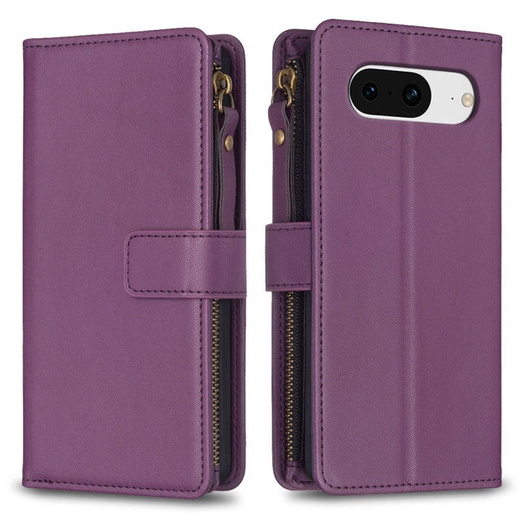 9 Card Slots Zipper Wallet Leather Flip Phone Case, For Google Pixel 8 Pro, For Google Pixel 8, For Google Pixel 7a, For Google Pixel 7 Pro