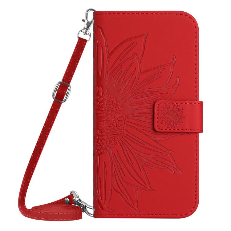 Skin Feel Sun Flower Embossed Flip Leather Phone Case with Lanyard, For Realme 13+ 5G Global, For Realme 13 Pro 5G / 13 Pro+ 5G