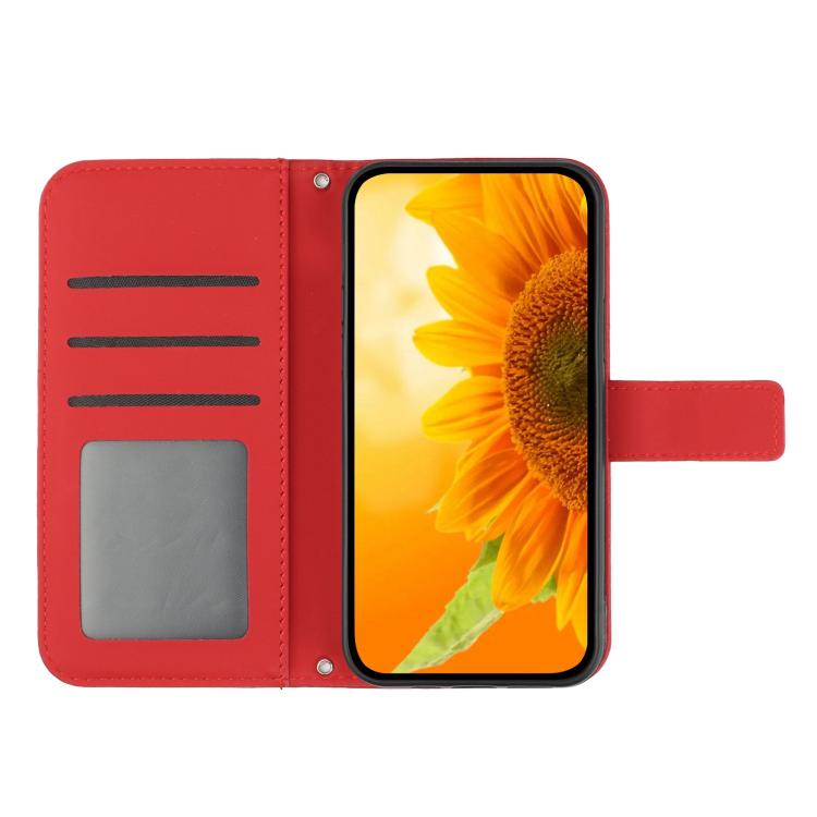 Skin Feel Sun Flower Embossed Flip Leather Phone Case with Lanyard, For Realme 13+ 5G Global, For Realme 13 Pro 5G / 13 Pro+ 5G