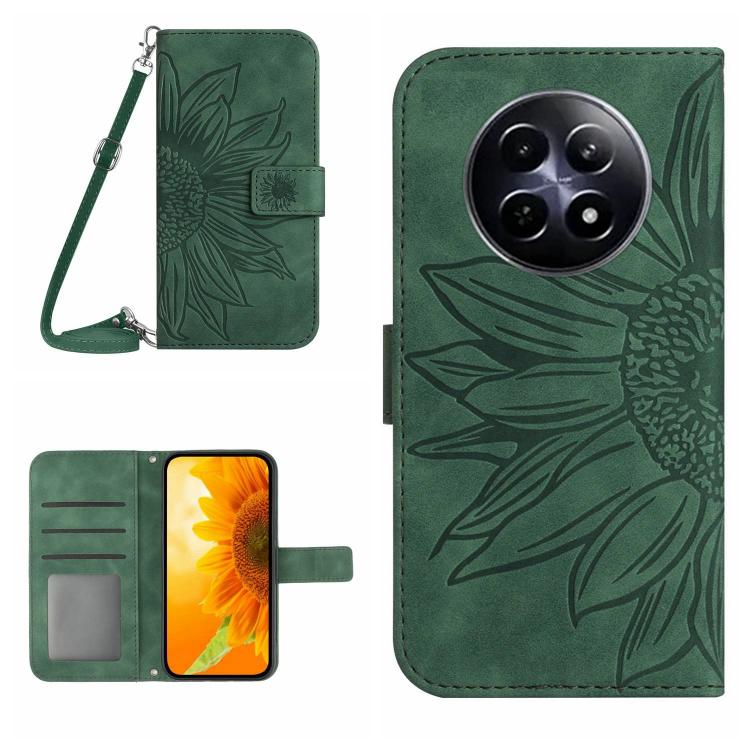 Skin Feel Sun Flower Embossed Flip Leather Phone Case with Lanyard, For Realme 13+ 5G Global, For Realme 13 Pro 5G / 13 Pro+ 5G