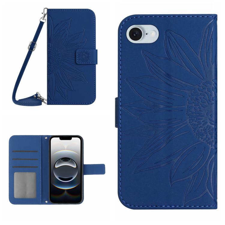 Skin Feel Sun Flower Embossed Flip Leather Phone Case with Lanyard, For iPhone 17 Pro, For iPhone 17