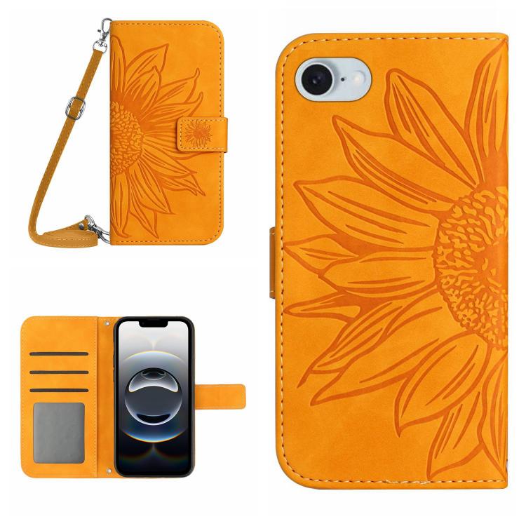 Skin Feel Sun Flower Embossed Flip Leather Phone Case with Lanyard, For iPhone 17e / 16e, For iPhone 17 Pro Max