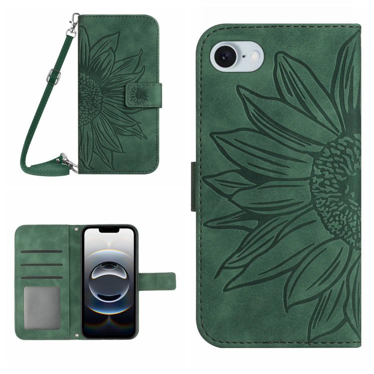 Skin Feel Sun Flower Embossed Flip Leather Phone Case with Lanyard, For iPhone 17 Pro, For iPhone 17