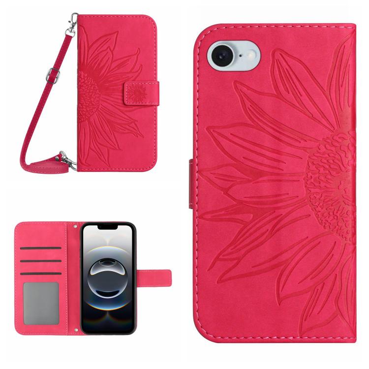 Skin Feel Sun Flower Embossed Flip Leather Phone Case with Lanyard, For iPhone 17 Pro, For iPhone 17