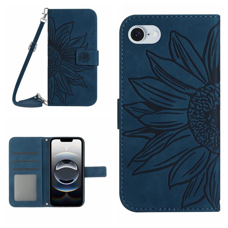 Skin Feel Sun Flower Embossed Flip Leather Phone Case with Lanyard, For iPhone 17 Pro, For iPhone 17
