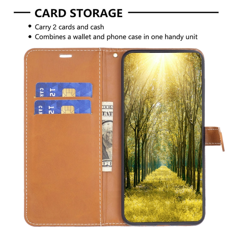 Color Block Denim Texture Leather Phone Case, For Xiaomi Redmi 12 4G, For Xiaomi Redmi Note 13