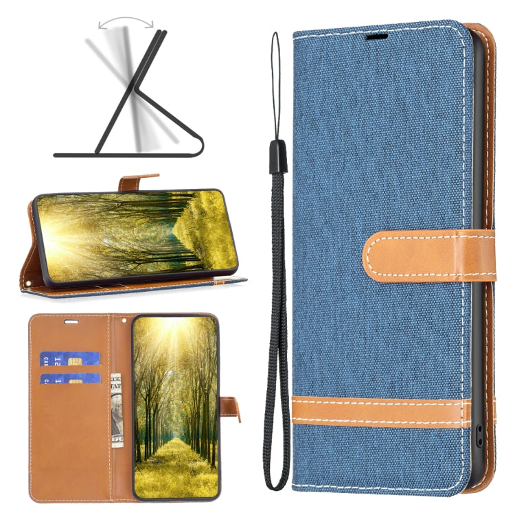 Color Block Denim Texture Leather Phone Case, For Xiaomi Redmi 12 4G, For Xiaomi Redmi Note 13
