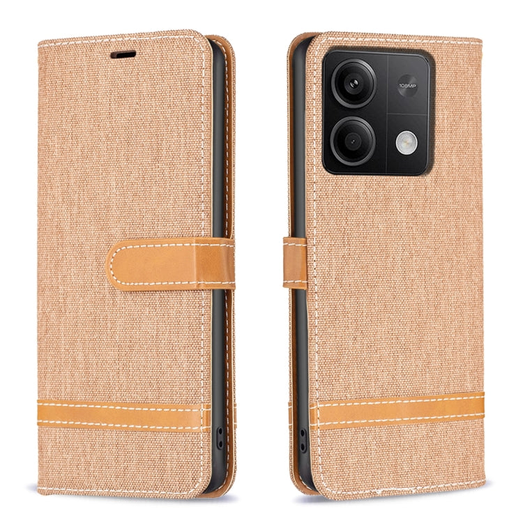 Color Block Denim Texture Leather Phone Case, For Xiaomi Redmi 12 4G, For Xiaomi Redmi Note 13