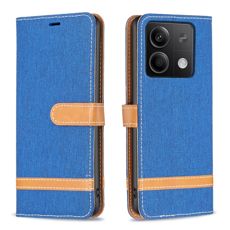 Color Block Denim Texture Leather Phone Case, For Xiaomi Redmi 12 4G, For Xiaomi Redmi Note 13