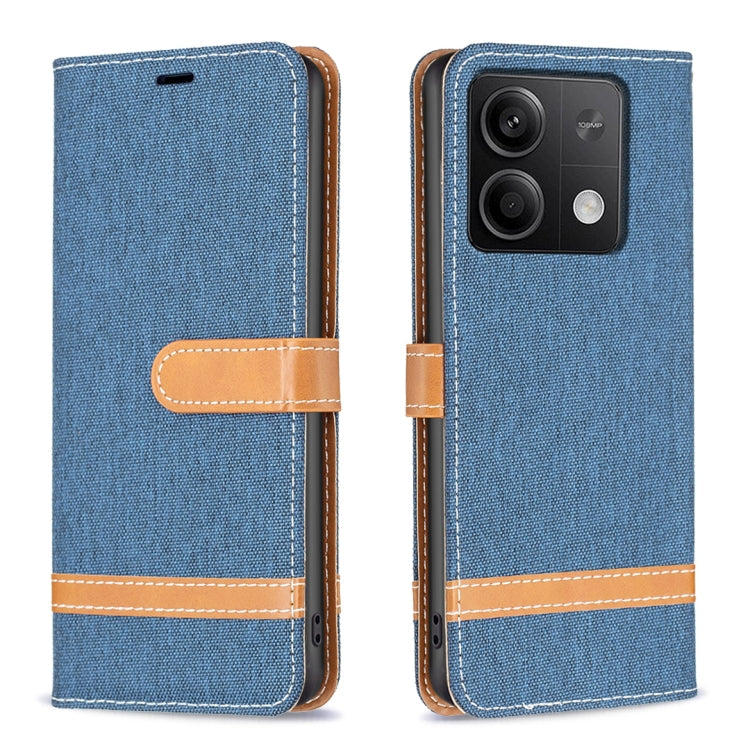 Color Block Denim Texture Leather Phone Case, For Xiaomi Redmi 12 4G, For Xiaomi Redmi Note 13