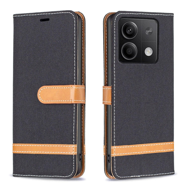 Color Block Denim Texture Leather Phone Case, For Xiaomi Redmi 12 4G, For Xiaomi Redmi Note 13