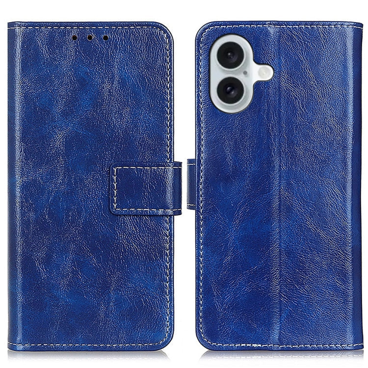 Retro Crazy Horse Texture Horizontal Flip Leather Phone Case, For iPhone Air, For iPhone 16 Pro Max, For iPhone 16 Pro, For iPhone 16 Plus