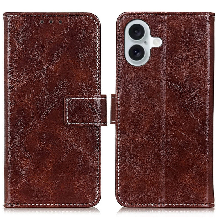 Retro Crazy Horse Texture Horizontal Flip Leather Phone Case, For iPhone Air, For iPhone 16 Pro Max, For iPhone 16 Pro, For iPhone 16 Plus
