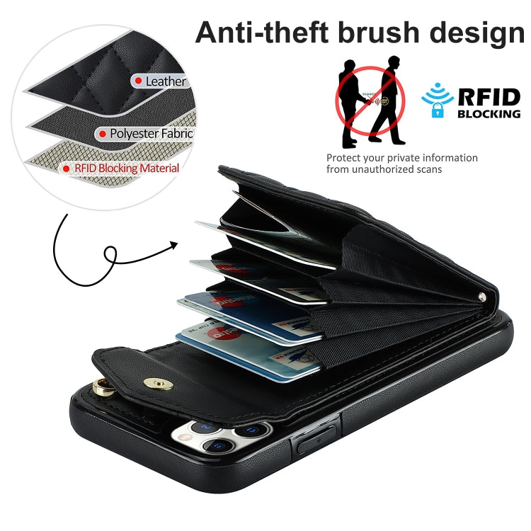 Rhombic Texture Card Bag Phone Case with Long Lanyard, For iPhone 11 Pro Max, For iPhone 11, For iPhone 11 Pro