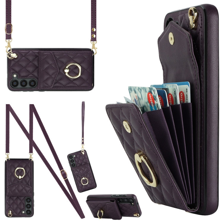 Rhombic Texture Card Bag Phone Case with Long Lanyard, For Samsung Galaxy S23+ 5G, For Samsung Galaxy S23 5G, For Samsung Galaxy Note20 Ultra
