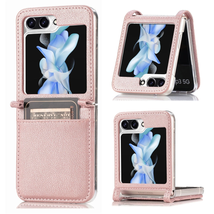 Litchi Texture PU Card Fold Back Phone Case, For Samsung Galaxy Z Flip5