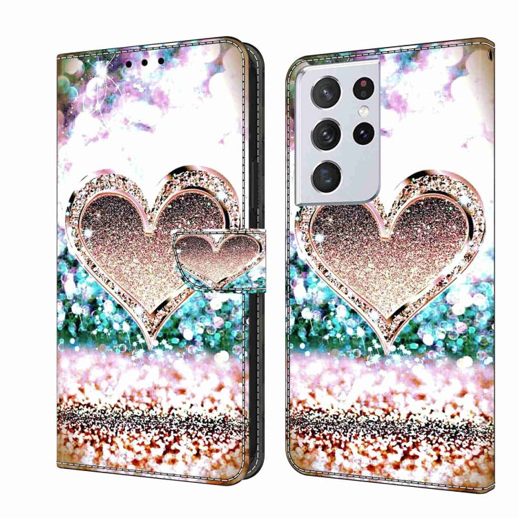 Crystal 3D Shockproof Protective Leather Phone Case, For Samsung Galaxy S21 Ultra